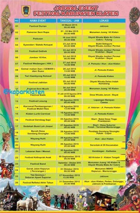 Jadwal Event Festifal Kabupaten KLaten
